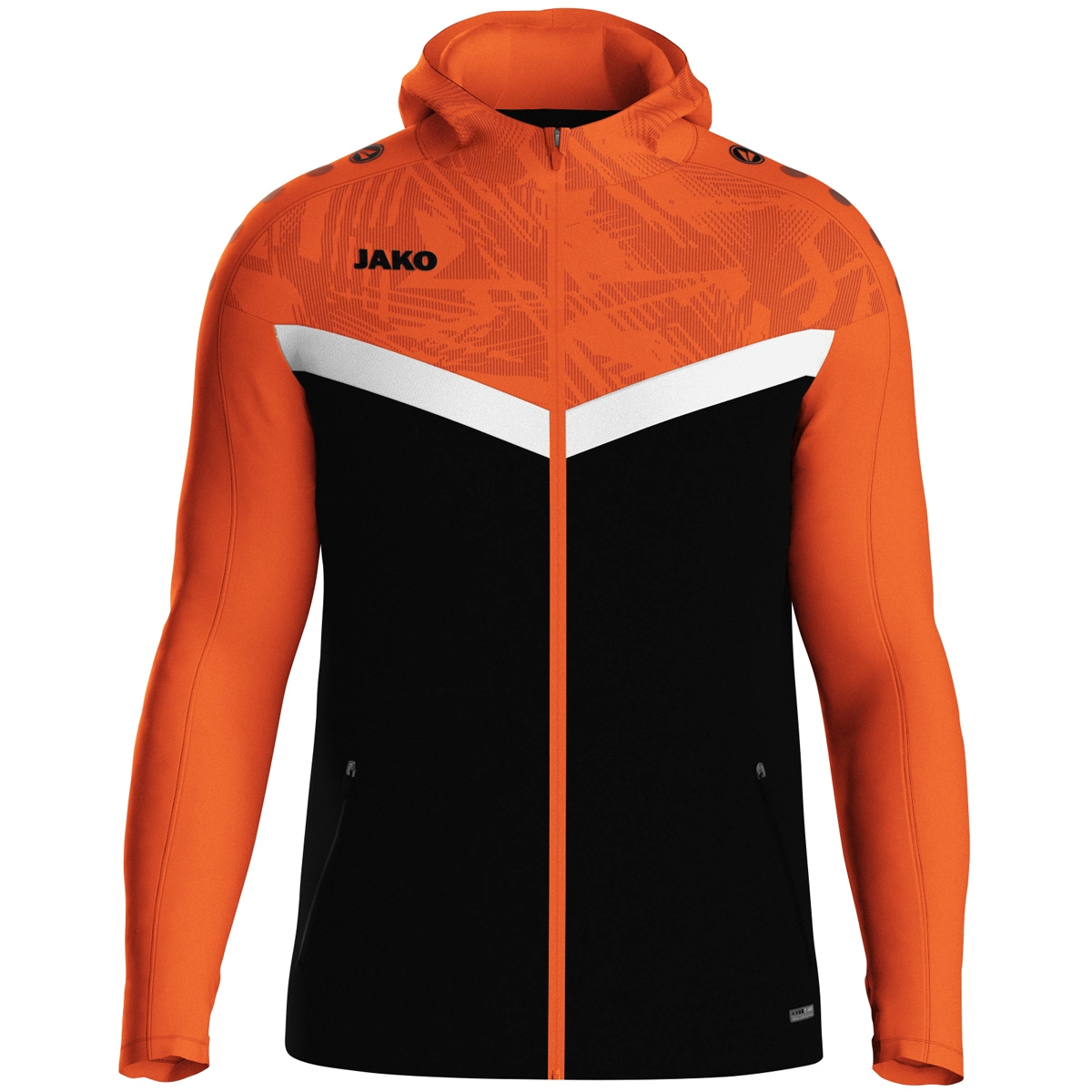 JAKO Kapuzenjacke_Iconic 6824K 807 schwarz/neonorange