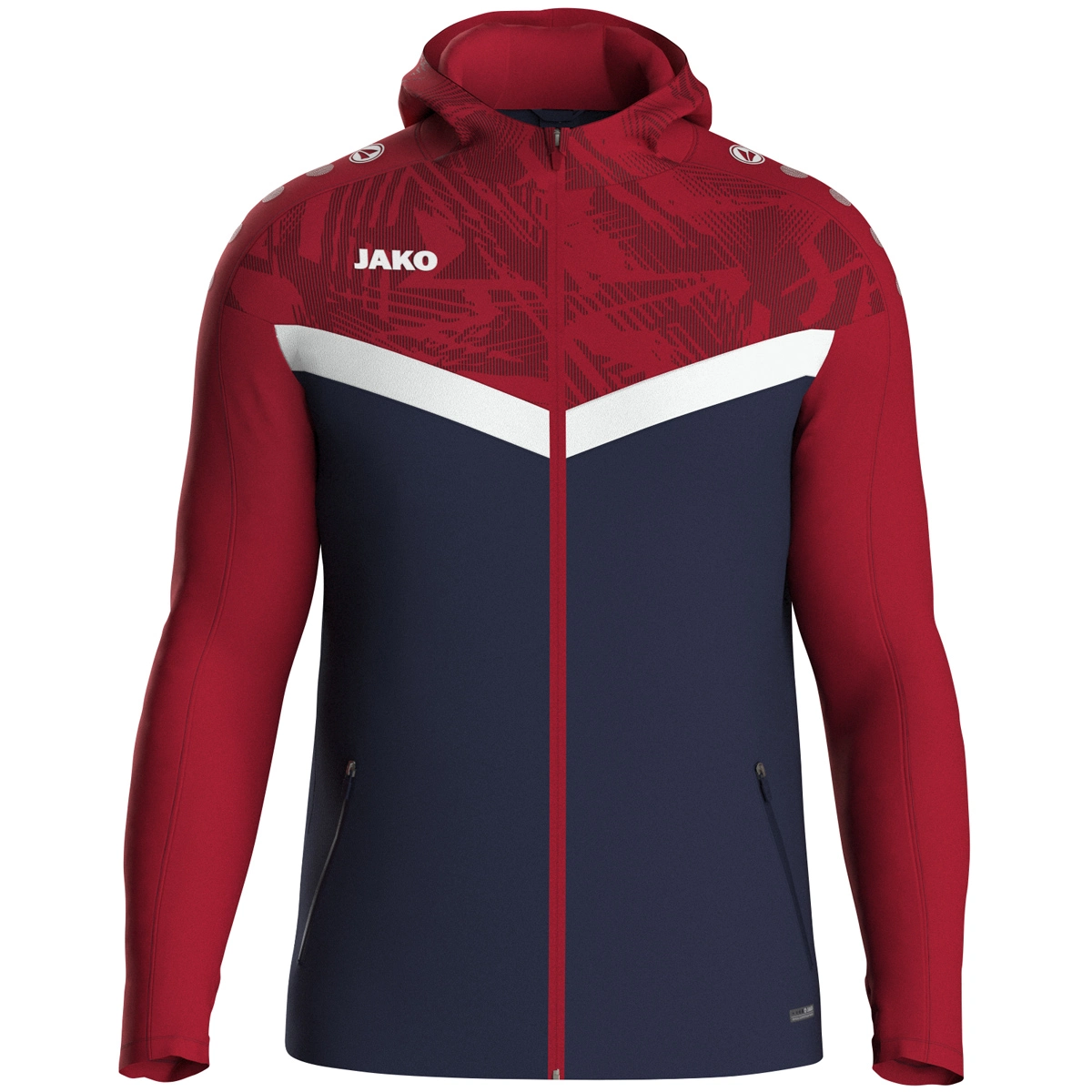 JAKO Kapuzenjacke_Iconic 6824K 901 marine/chili rot